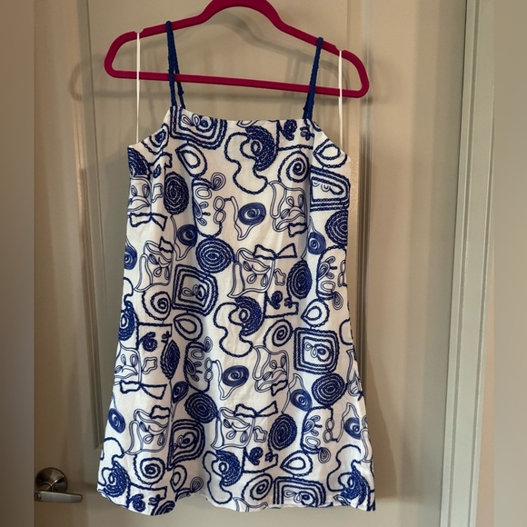Tuckernuck l White & Royal Blue Applique Santorini Mini Dress l M - Picture 6 of 12